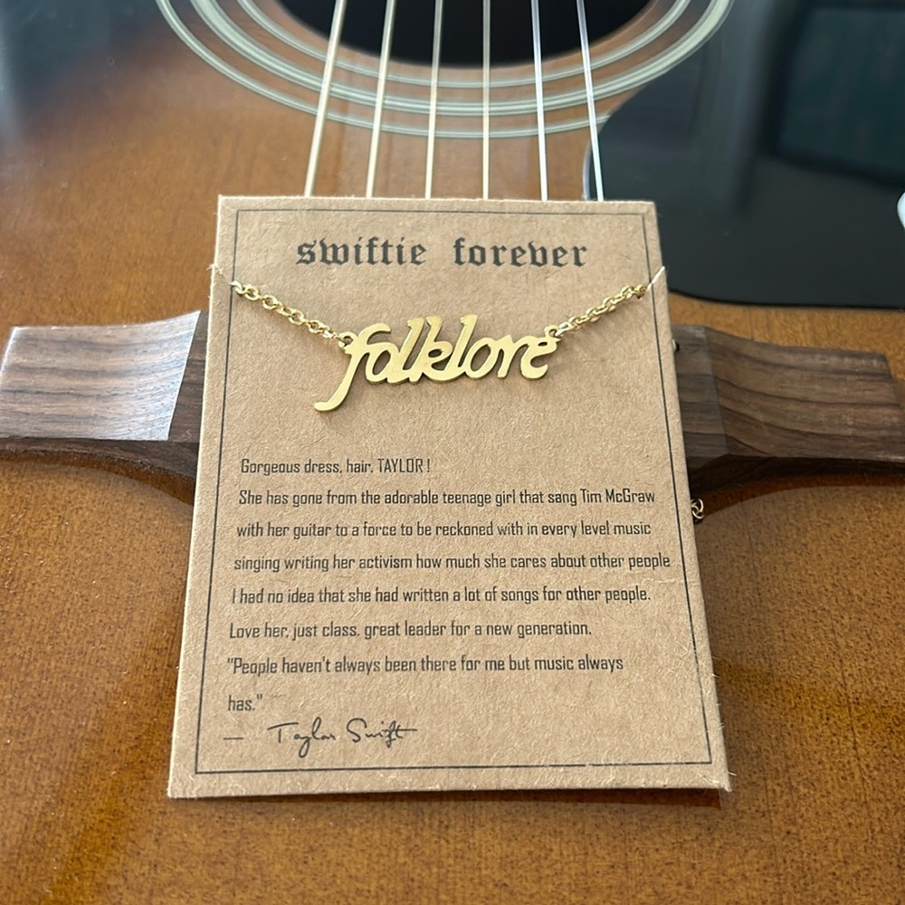 FOLKLORE Taylor Swift Fan merch Gold stainless steel Necklace